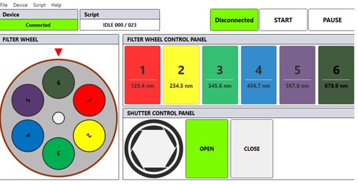 필터휠, 셔터 프로그램 제어판